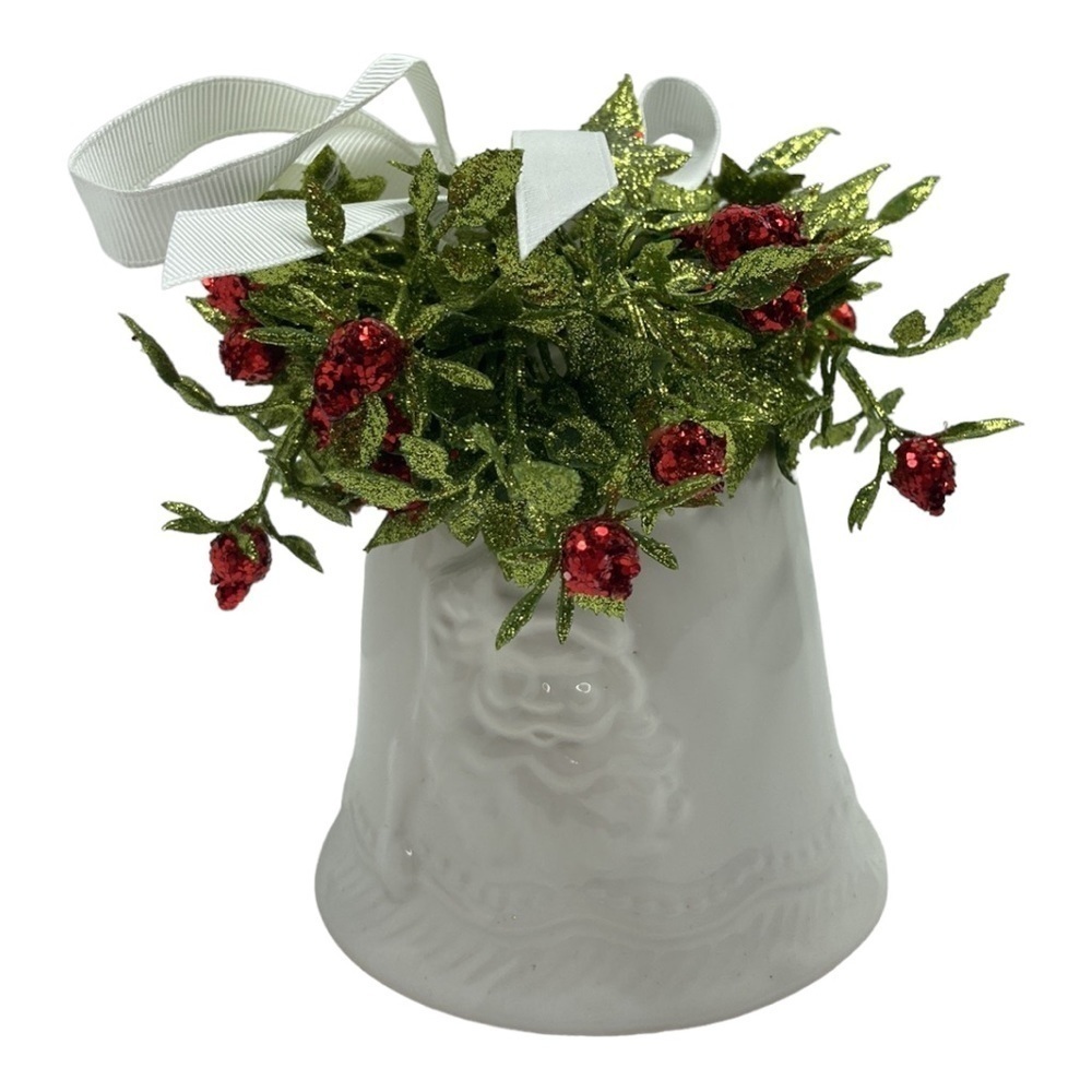 Mission Gallery Santa Claus Christmas Kissing Bell Mistletoe Ornament